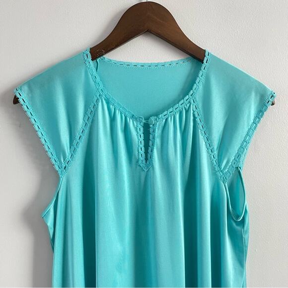 Vanity Fair | Vintage Turquoise Blue Night Gown Intimates Set Robe Nighty Dress - Picture 5 of 12